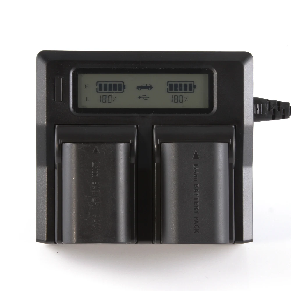 

LCD Dual Battery Charger For LP-E6 5D Mark II III 5Ds R 70D 60D 7D 6D 60Da, Black