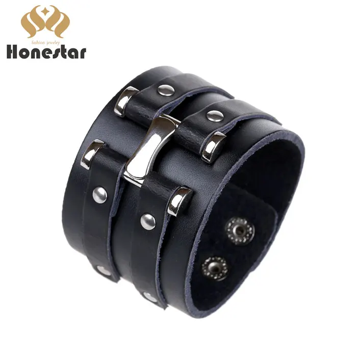 

Wholesale Black Leather Bracelet For Mens, As pic