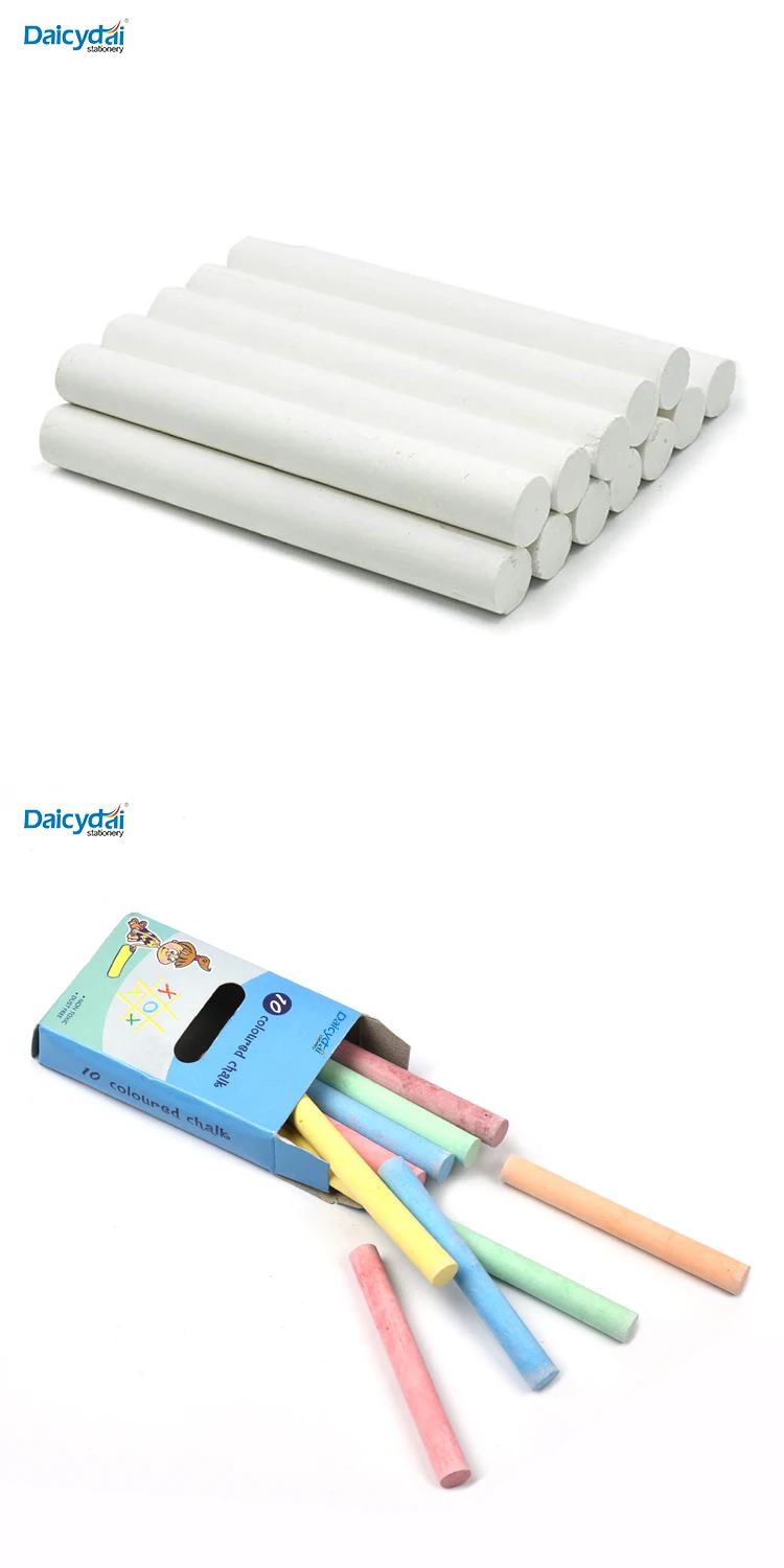 Nontoxic White And Colored Chalk 10ct Box Ecofriendly Washable