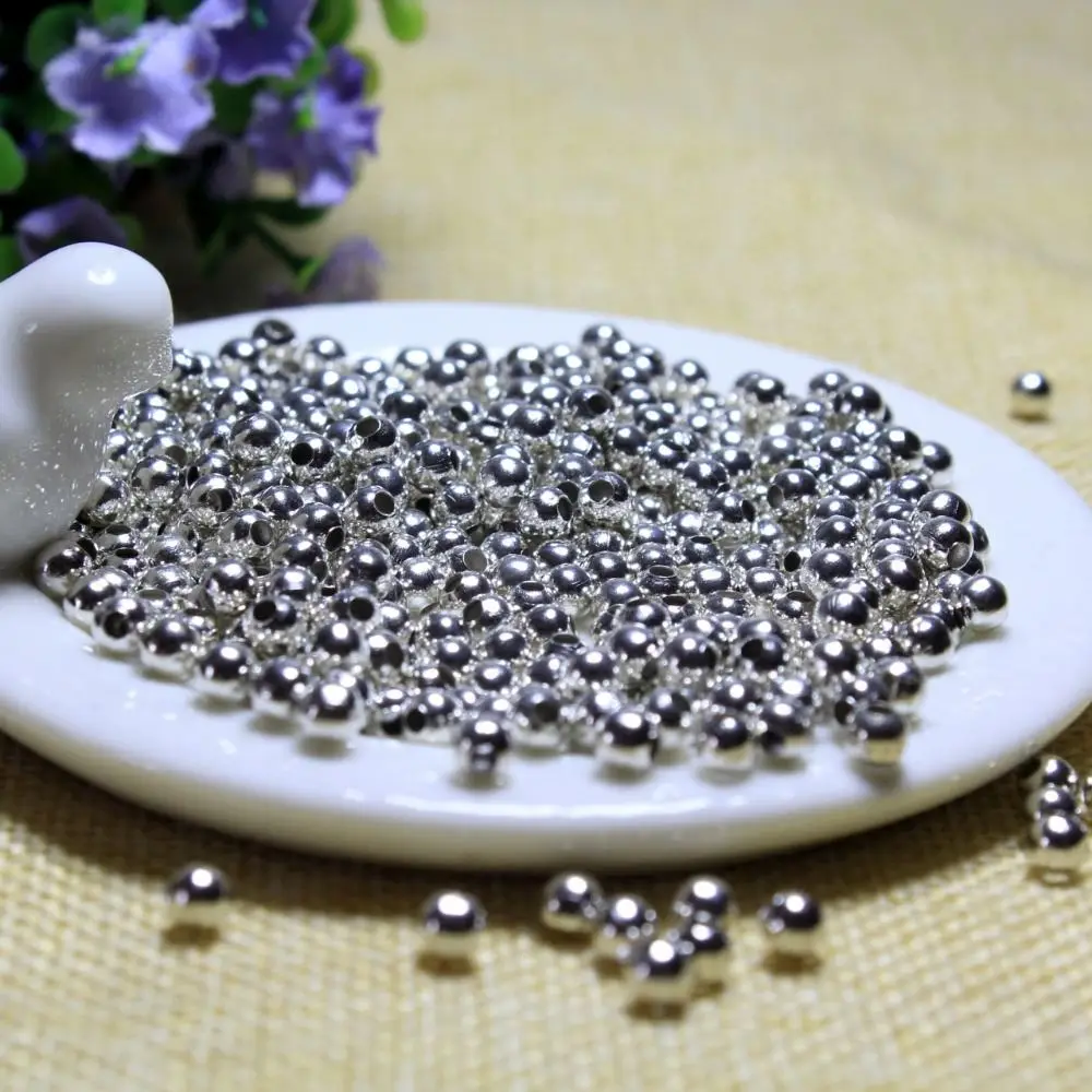 

Tryme Wholesale 500 Pcs aLot 3 mm Metal Silver Plated Round Spacers Beads For Jewelry Making DIY Bracelet Neklace Material Findi, Silver golden