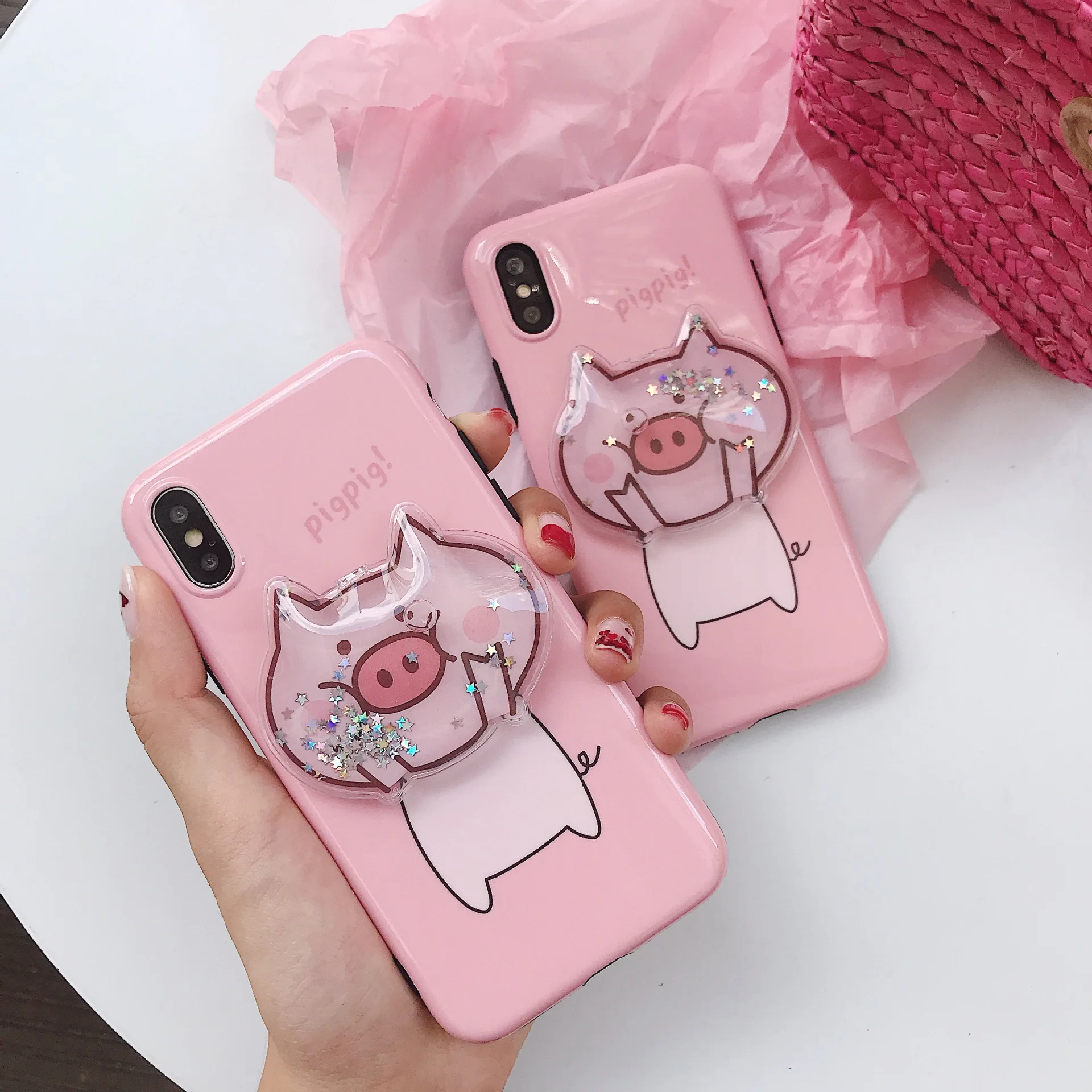 

Cute Cartoon Pig Quicksand Squishy phone Cases for iphone X XR XS XS Max Dynamic Liquid Glitter Case For iphone 6 6s 7 8 plus