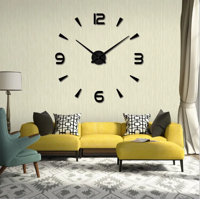 Mein HERZ 3D Wall Clock DIY Large Wall Clock 3D Clock Clock Sticker DIY Art Sticker Silent bedroom/Living Room/Corridor/bar Decoration Fashion Creative wall Clock Black 