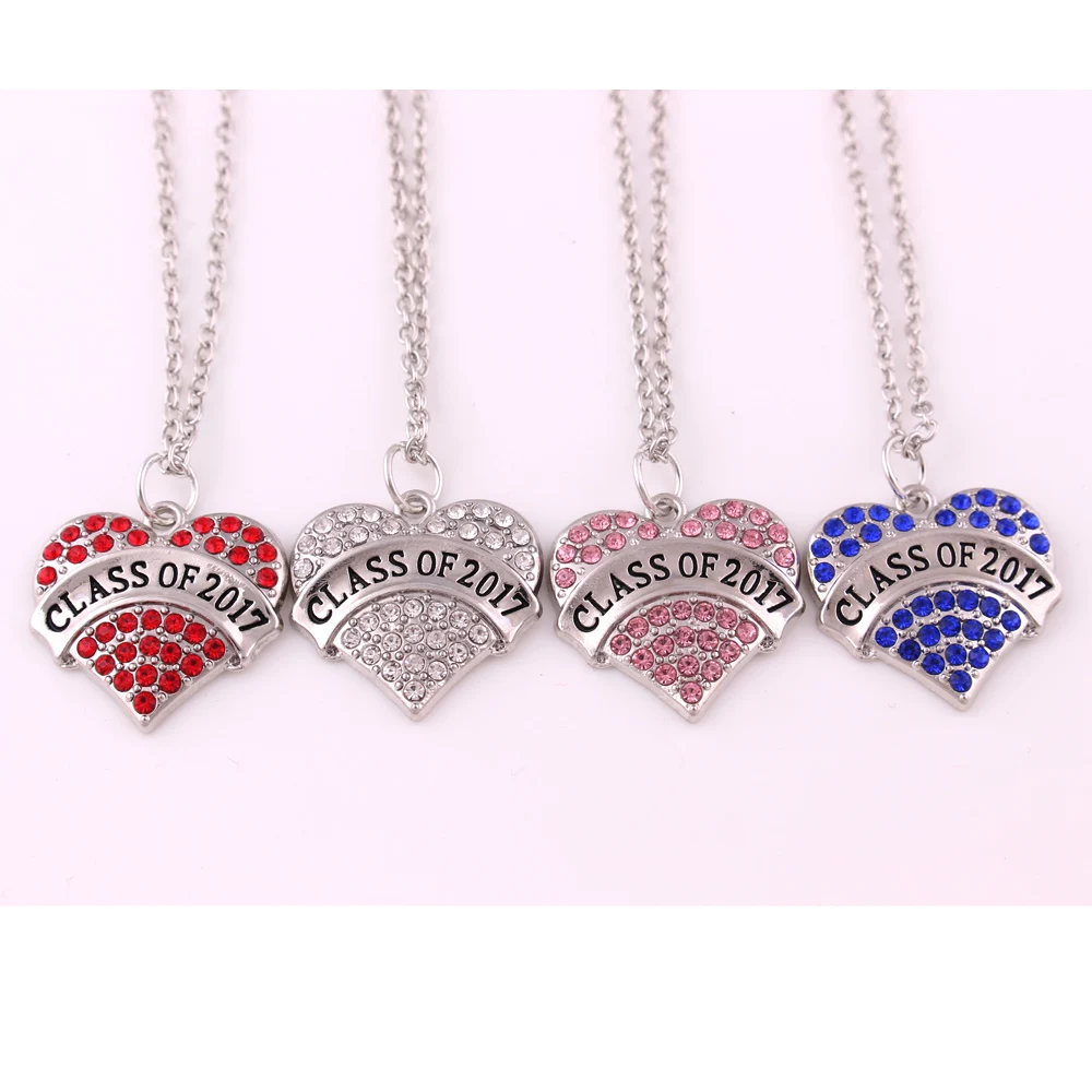 

Trade Assurance European and American New Simple Crystal Rhinestone Clavicle Chain Fashion Letter Class Of 2017 Pendant Necklace, Silver