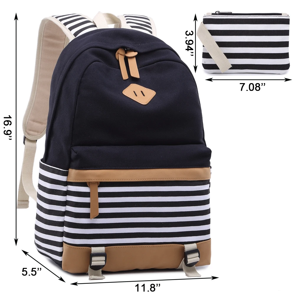 striped canvas backpack