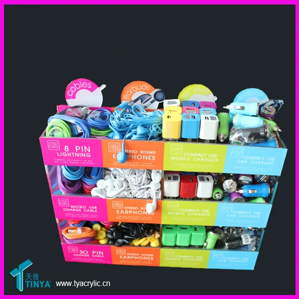 5 Tier Clear Acrylic Cell Phone Charger Display Rack Usb Plug Stand