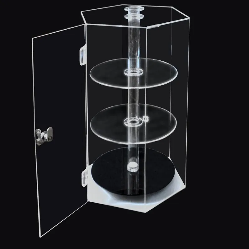 Transparent Acrylic Spinning Hexagonal Case Acrylic Rotating Bin