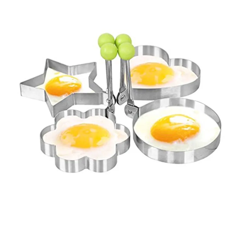 

2021 Amazon Hot Sale New Product Stainless Steel Heart Shaped Fried Egg Form Baking Model Fried Egg Pancake Mold Tool, Greenstainless steel color