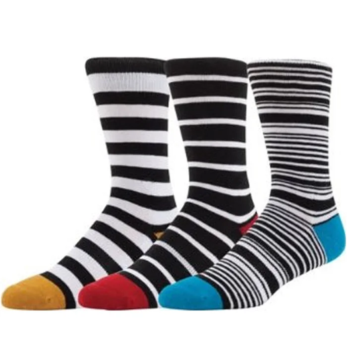 Custom Low MOQ High Quality Man Stripe Pattern Funny Fashion Crew Socks