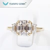 Tianyu Customized 14k/18k yellow gold ring 7.5*6.5mm emerald 5*4*3 boat shape moissanite engagement ring