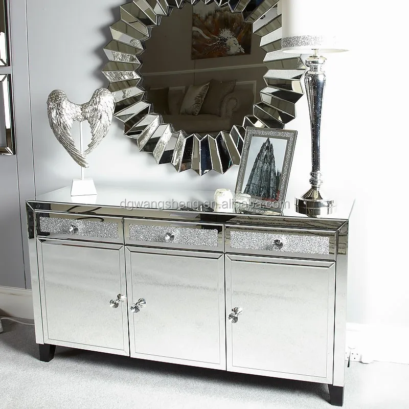 High Quality Mirrored Furniture Crushed Diamonds Mirrored Buy Large Chest With Multi