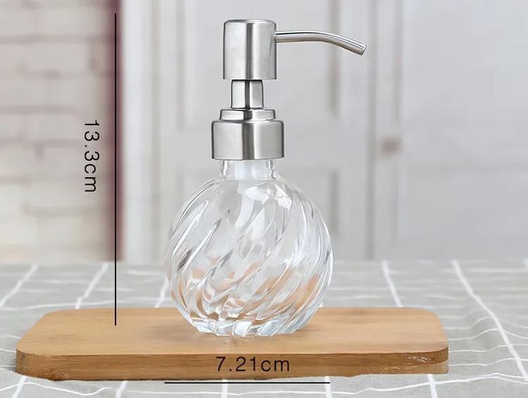 High Quality Elegant Clear Round Glass Soap Dispenser For Washroom