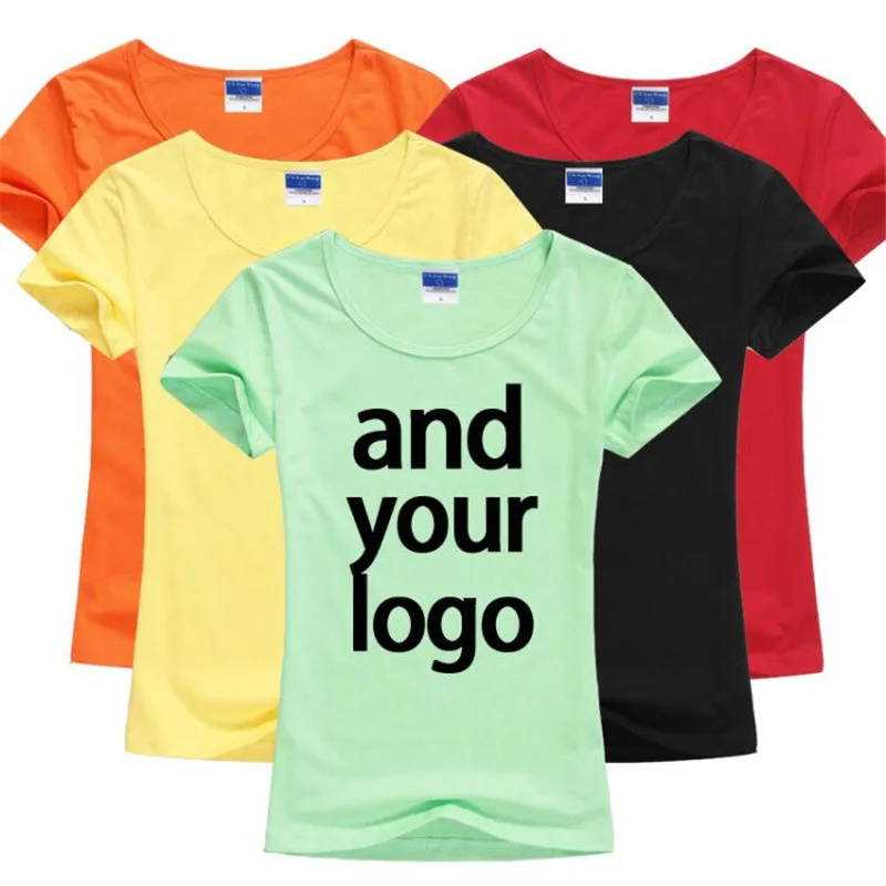 

1pc MOQ wholesale china Custom Logo Print Women Short Sleeves Soft T Shirt