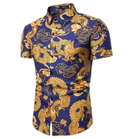 

spring summer long full sleeve china dragon print formal dress shirts for men