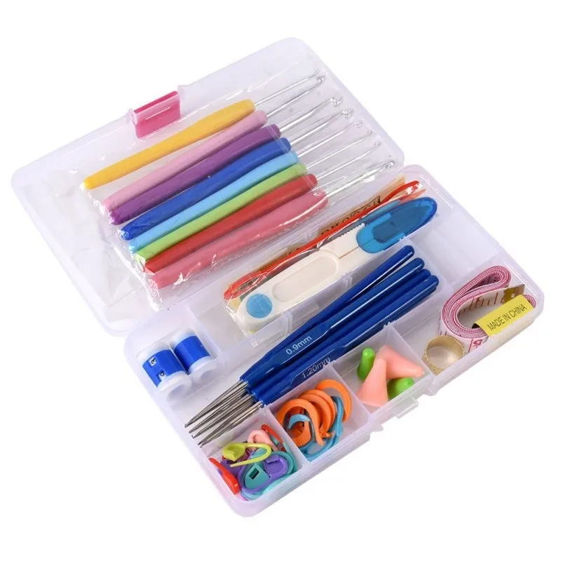 

Quiki 16Pcs/Set Needle Arts Crochet Hook Set Knitting Craft Weave Yarn Plastic Sewing Tools