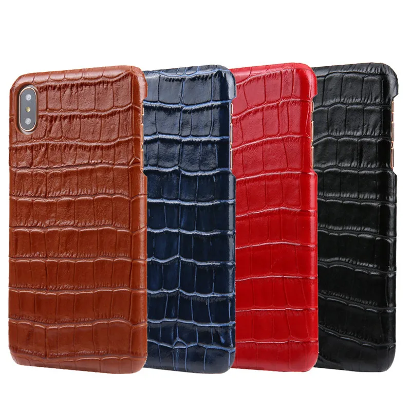 

Super Luxury First Layer Crocodile Pattern Genuine Leather Mobile Phone Case for iPhone X XS XR XS Max, 4 colors available