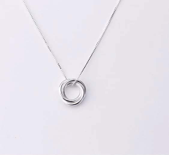 

Fashion Jewelry 925 Sterling Silver Three Circle Pendant Necklace