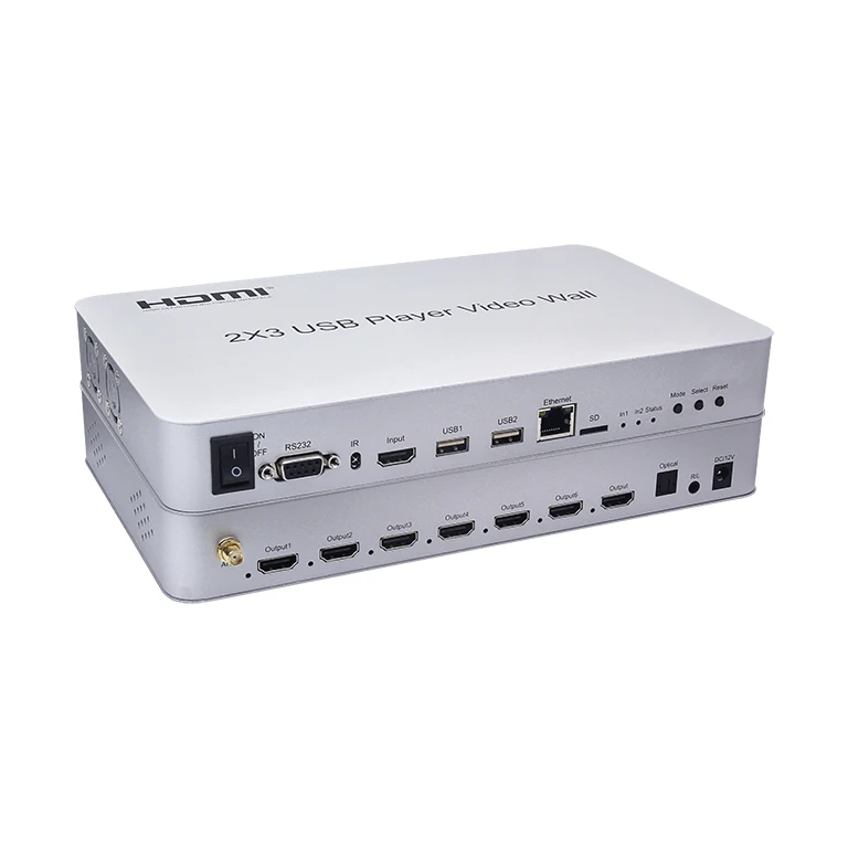 

HDMI+USB 2x3 Video Wall Controller HDMI Input 6 HDMI output 4K, Silver