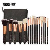 

MAANGE 15pcs With Leather Case Luxurious Cosmetics Powder Foundation Contour Eyeshadow Brochas Maquillajes