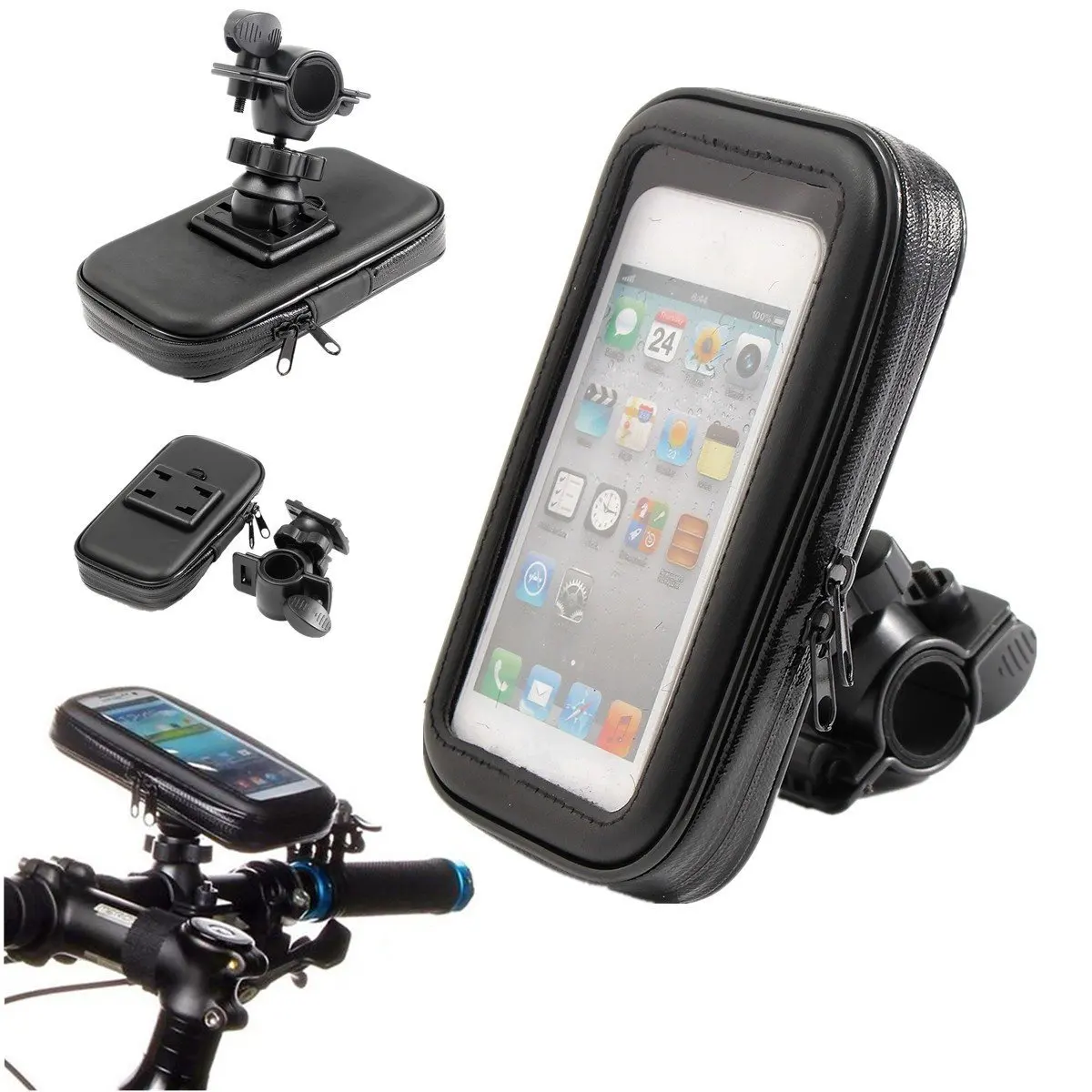M.Way Motorcycle Bike Handlebar Holder Mount 360 Degree Rotation Waterproof Shockproof Dustproof Mount Bag Case Cover Stand Kit For Mobile Phone GPS XL