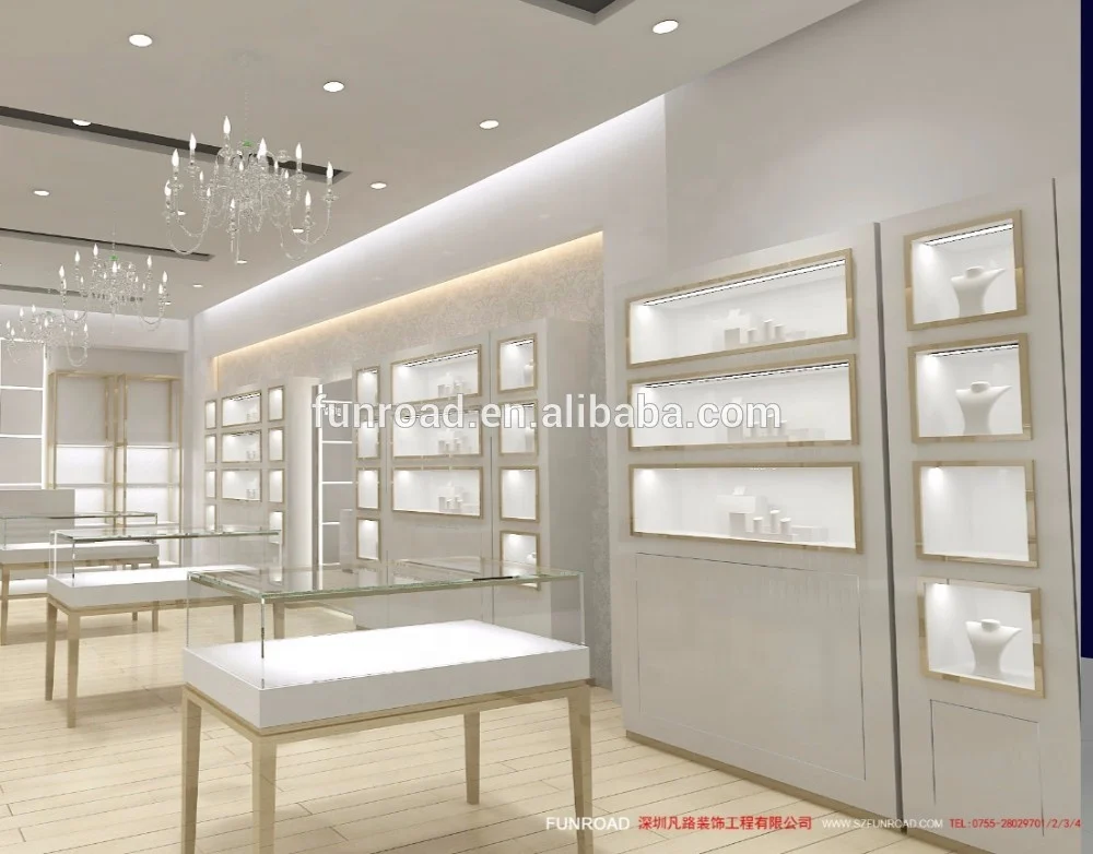 Gold jewelry store display counter furniture