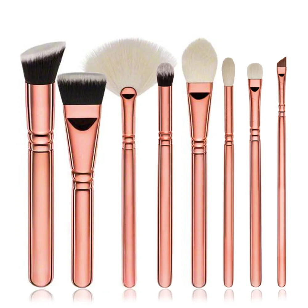 

whole sale 8pcs rose gold makeup brush travel makeup tool with brush segment