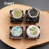 WT-R279 WKT wholesale New arrival Natural Druzy Quartz Stone Rings in four color, Generous Fashion for special gift