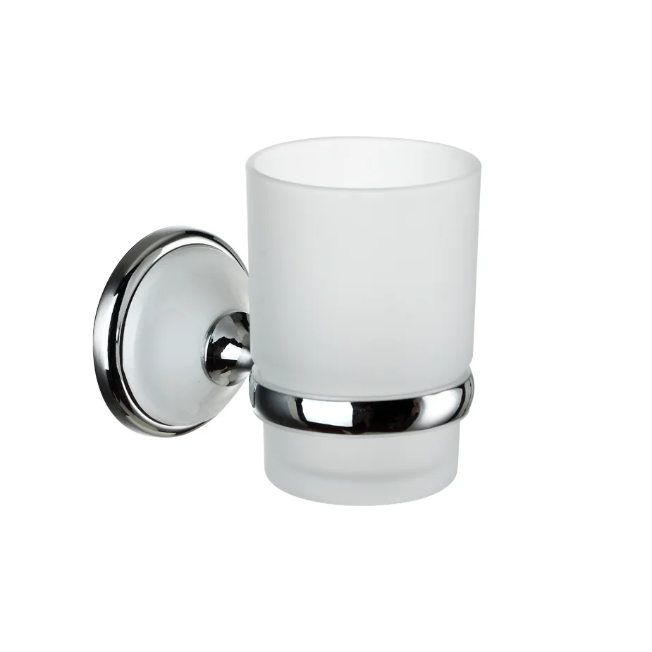
Factory Promotion Sale Zinc Alloy Ceramic Chrome Wall Mounted Glass Tumbler Holders for Bathroom 