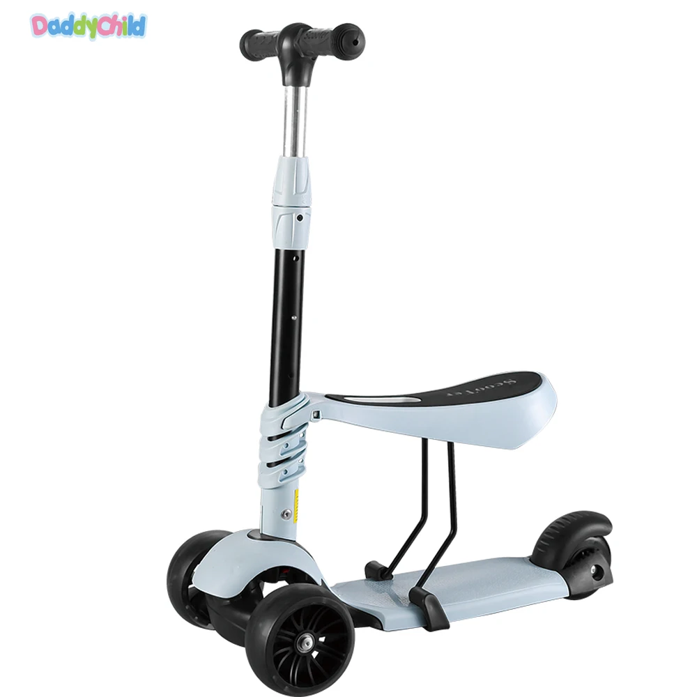 

Children Multi function 2 in 1 folding removable seat mini kids kick scooter with 3 LED light wheels