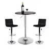 3 Piece Bar Table Stools Set Height Adjustable Table with Swivel Bar Chairs Set