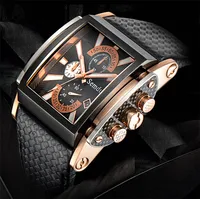 

Customize square shape chronograph function quartz movement men wrist watch with 3 years warranty