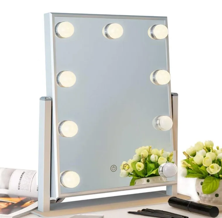 

Illuminated Hollywood Vanity Mirror Rotation Hollywood LED Makeup Mirror with Light Bulbs Amazon Top Seller 2019, Black;white;pinkr;customized colors