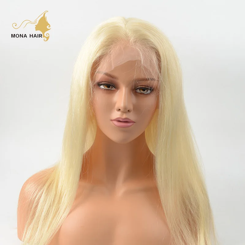 

Soft blonde full lace wig with straight colored brazilian hair
