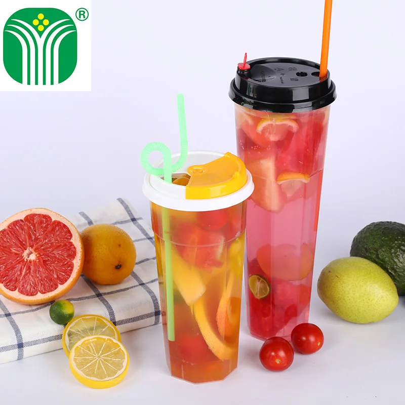 
custom logo printed disposable PP hard tall u shaped clear plastic cup for juice 