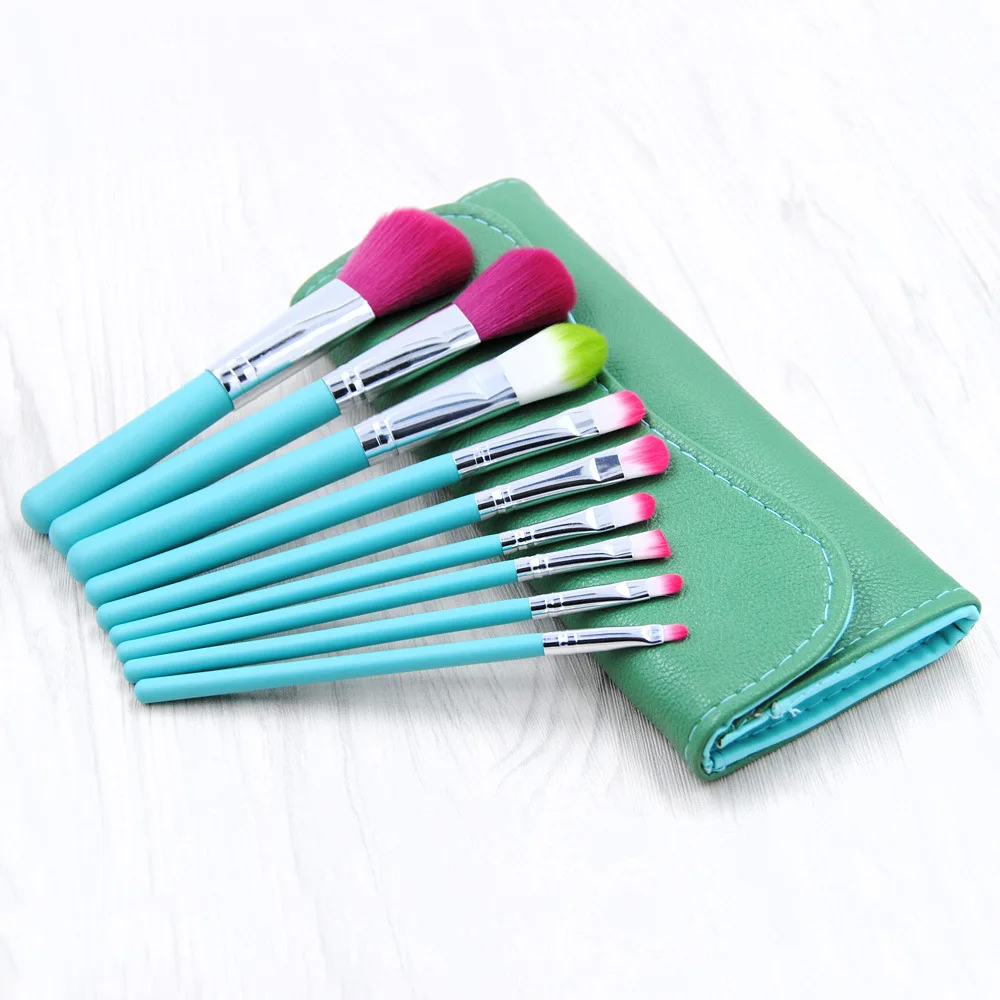 No Logo Cruelty Free Personalized Leather Natural Eye Face Mermaid Vegan Professional Makeup Brushes Private Label