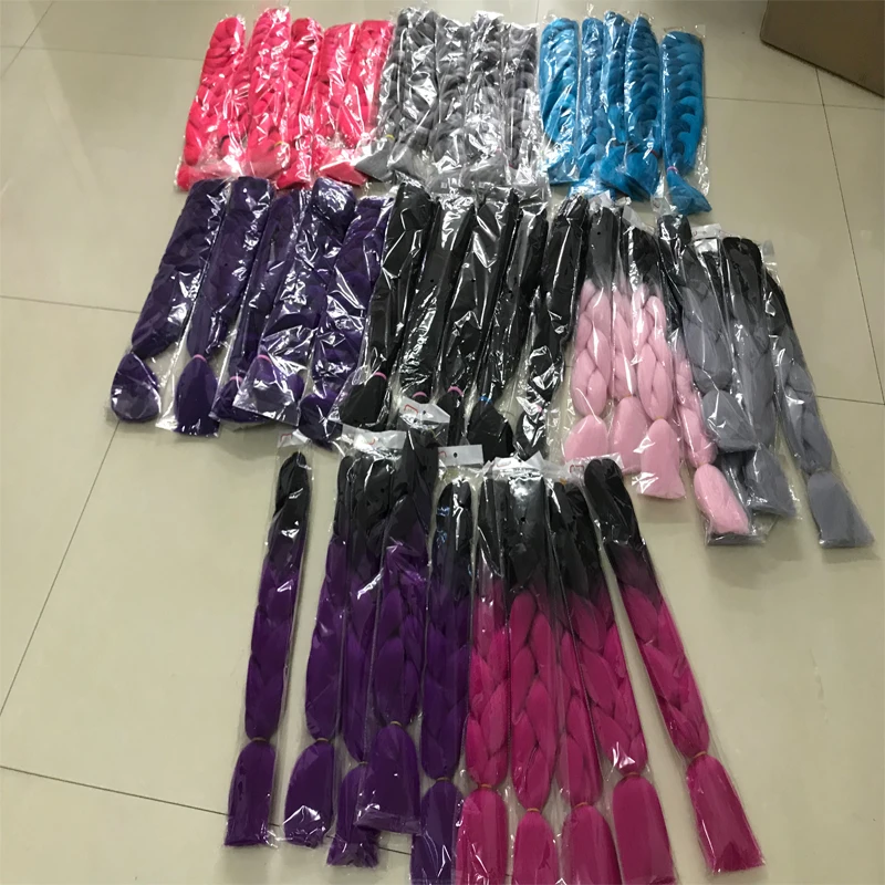 120 Colors ombre color afro kinky braiding hair 3x synthetic artificial hair wand curl crochet braid