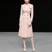 

European Fashion Chiffon patchwork Slim Long blazer trench coats For Women