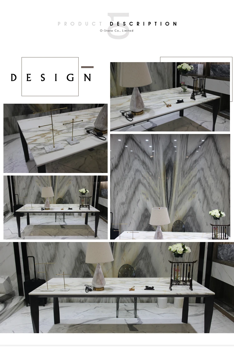 Luxury Elegant Furniture White Marble Office Table Marble Top Office