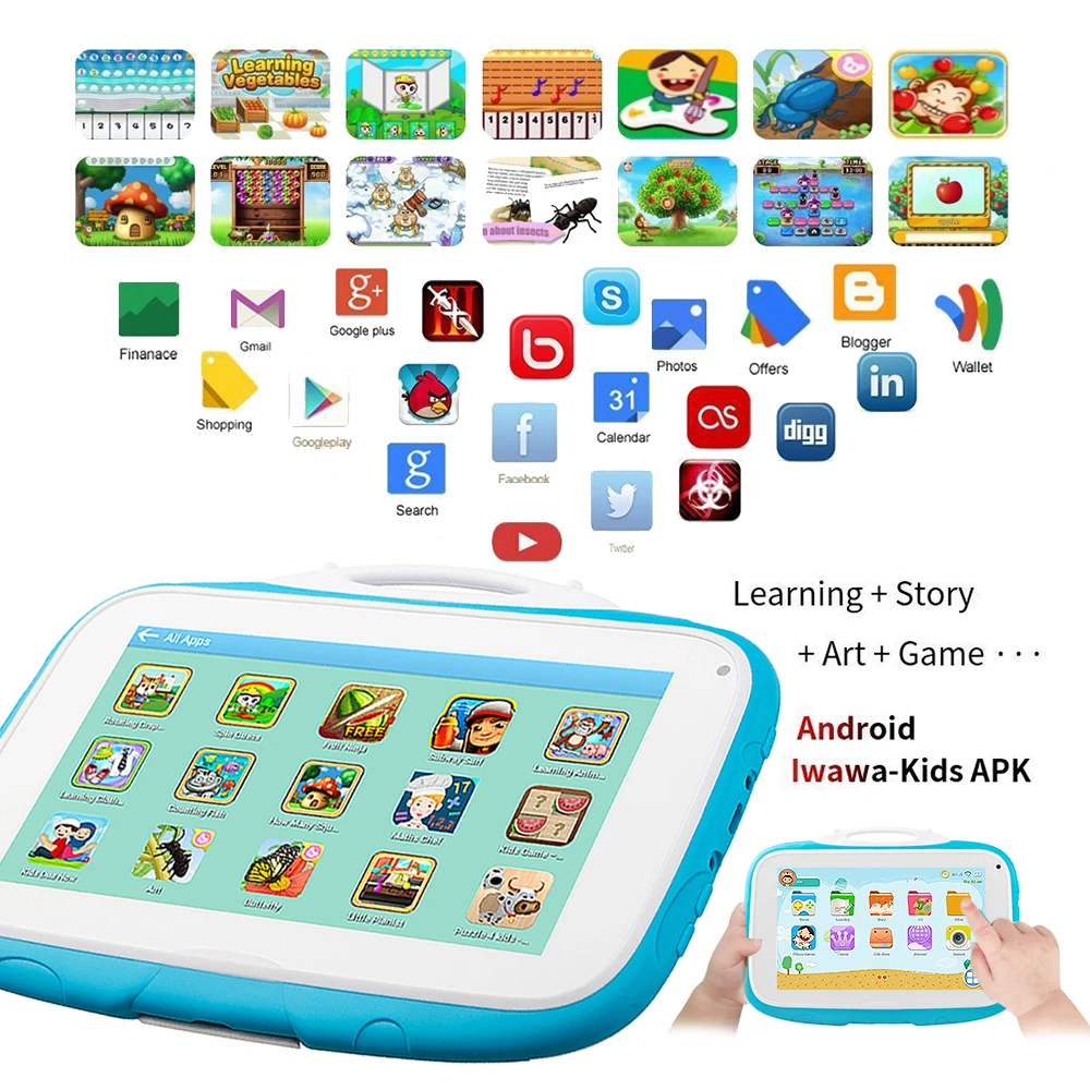 7 Inch Wifi Tablet Android 8.1 Quad Core Kids Tablet Gift For Children