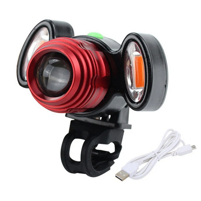 

CYSHMILY Mountain Front Lamp Zoomable T6 Bicycle Light 2*COB Red Light USB Charging Strong Bike Light LED Flashlight, Black;blue;red