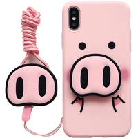 

Lovely Phone Cover 3D Piggy kickstand Stand Holder Silicon Case for iPhone X XSMAX