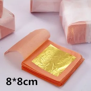 
gold leaf gilding Wholesale 98-99%% gold content decorative 22k 24k genuine gold leaf 8*8cm booklet foil paper 