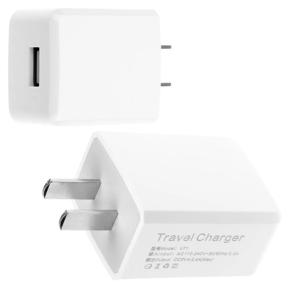 

2.4A USB Wall Travel Charger Dual Port Single Port Fast Charger for iPhone, Black;white