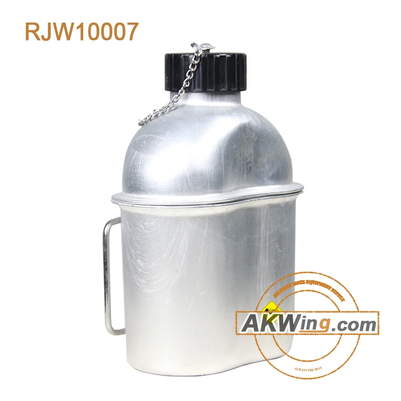 High Quality Portable Stainless Steel Military Canteen 1L Portable with 0.5L Cup Green