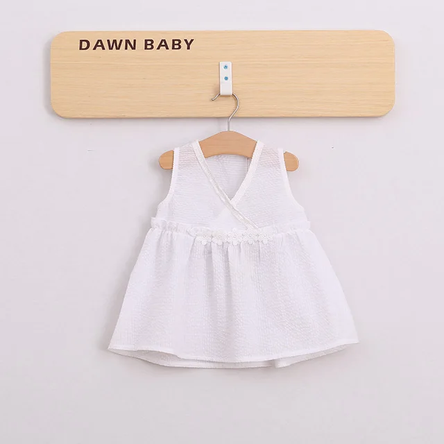 
little girl summer simple style pretty cotton princess lace pinstriped dresses 