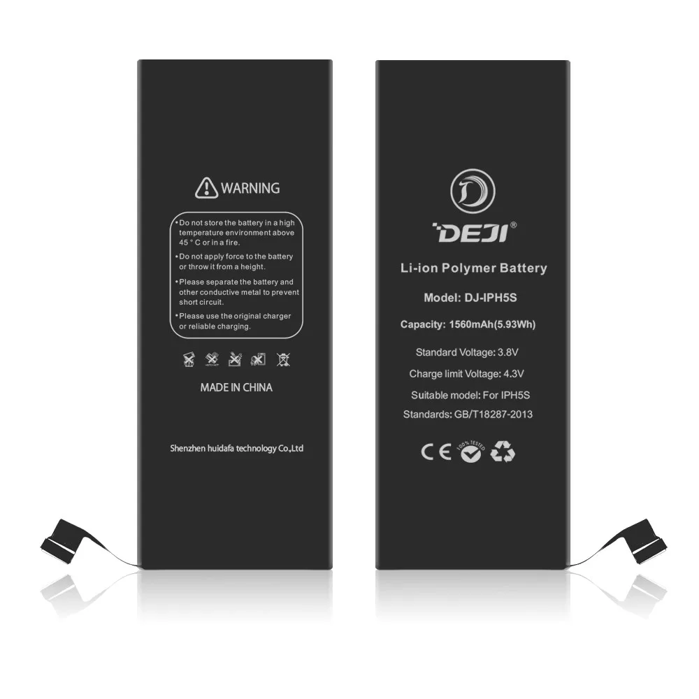 

CE FCC ROHS 100% 1560mah DEJI cell phone battery for Phone 5S battery