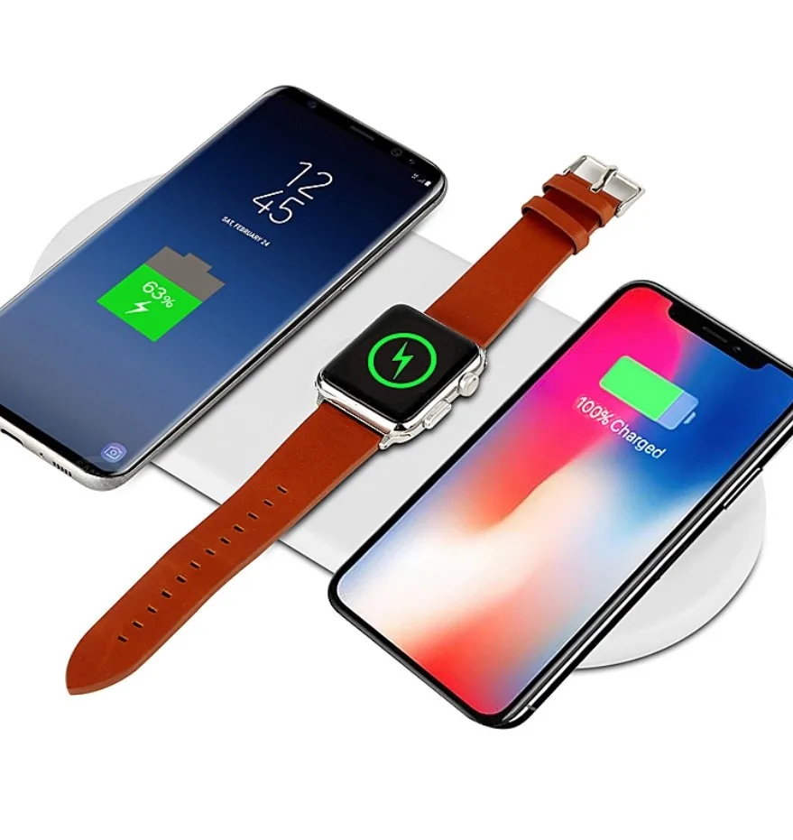 

Airpower 3 in 1 qi fast wireless phone charger , wireless charger new design for iphone mobile phone and watch and air pods, Black/white