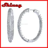 Sterling Silver Eternity Channel Set Cz Hoop Earrings 35x3mm with round shape hot selling