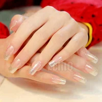 

Glitter Silver Artificial Fake Nails Hottie Clear French Nails Simple Design Nails For Finger Manicure Tools Z298