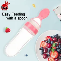 

Safe Newborn Baby Feeding tableware Bottle Toddler Silicone Squeeze Feeding Spoon Milk Cereal Bottle Baby Training Feeder Food