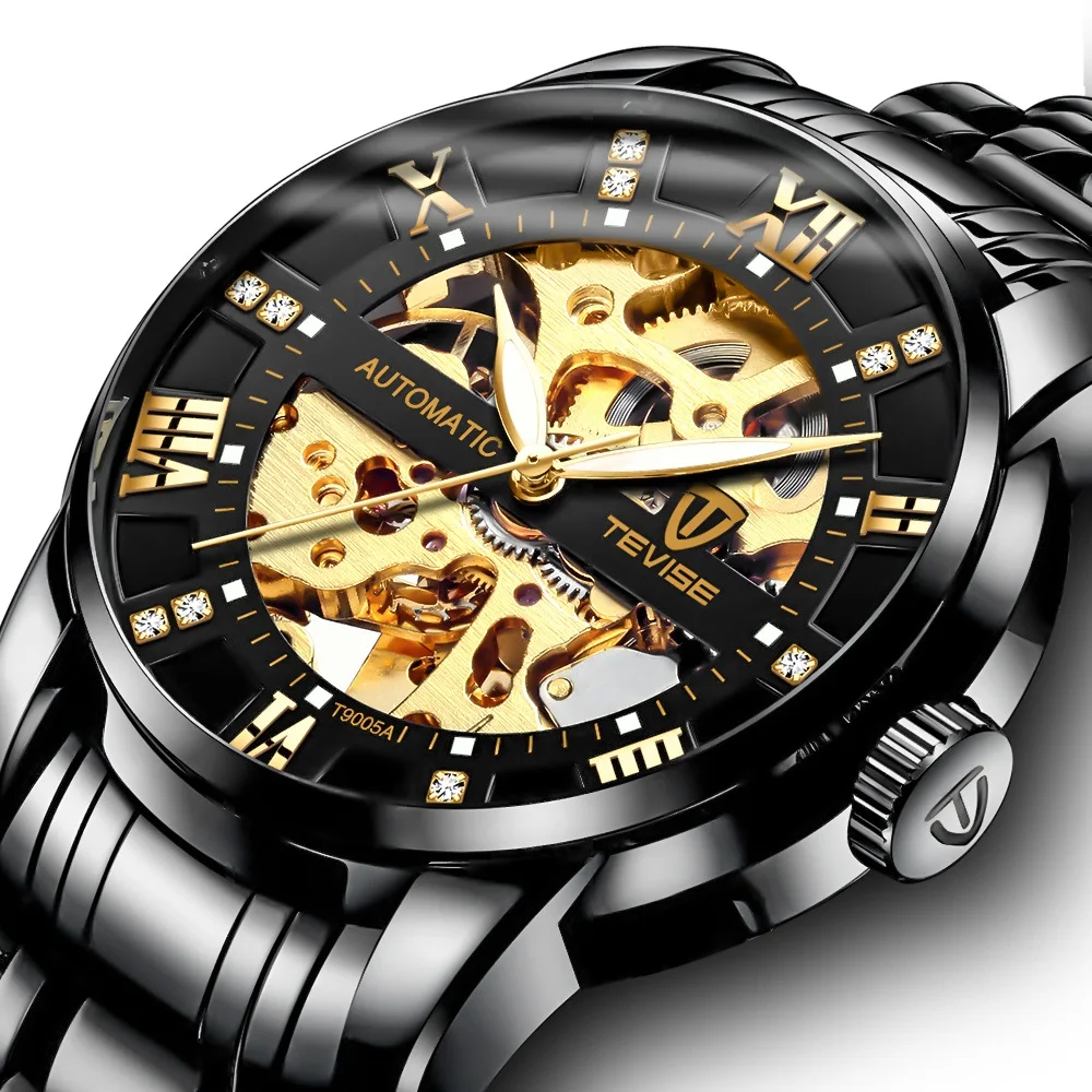 

TEVISE T9005A Men's Mechanical Watch Luxury Brand Automatic Self-Wind Watch Business Fashion clock Hollow mens Wrist Watch, 10 colors